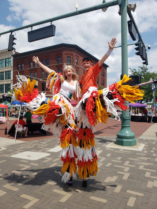 moko jumbie stilt party event costume Pickup-stix Pick up stix stilt walking walker. Professional insured performers in Cleveland Ohio. 