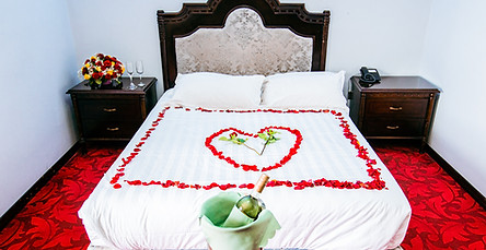 Beautiful room decor setup with pedal roses