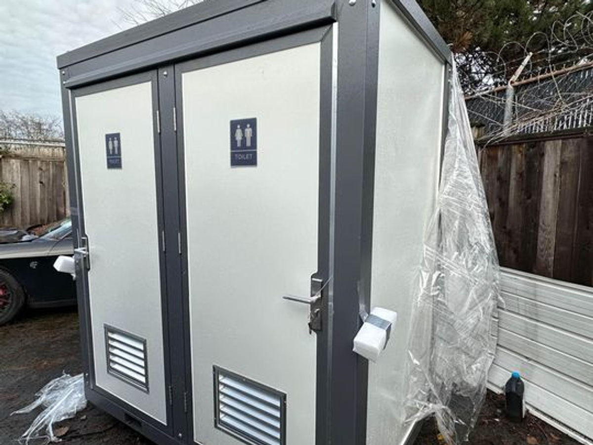 Bastone Portable Restroom with 2 Private Toilet Stalls — view 2