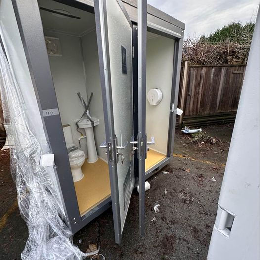 Thumbnail: Bastone Portable Restroom with 2 Private Toilet Stalls