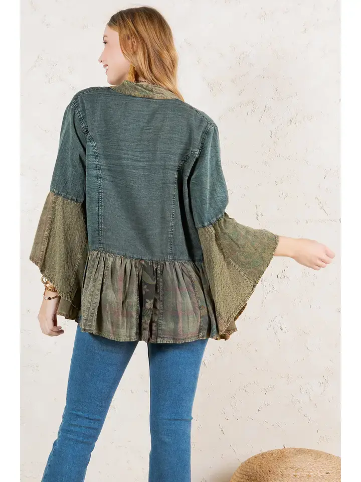 Thumbnail: Western Boho Chic: Tiered Patchwork  Open Front Top