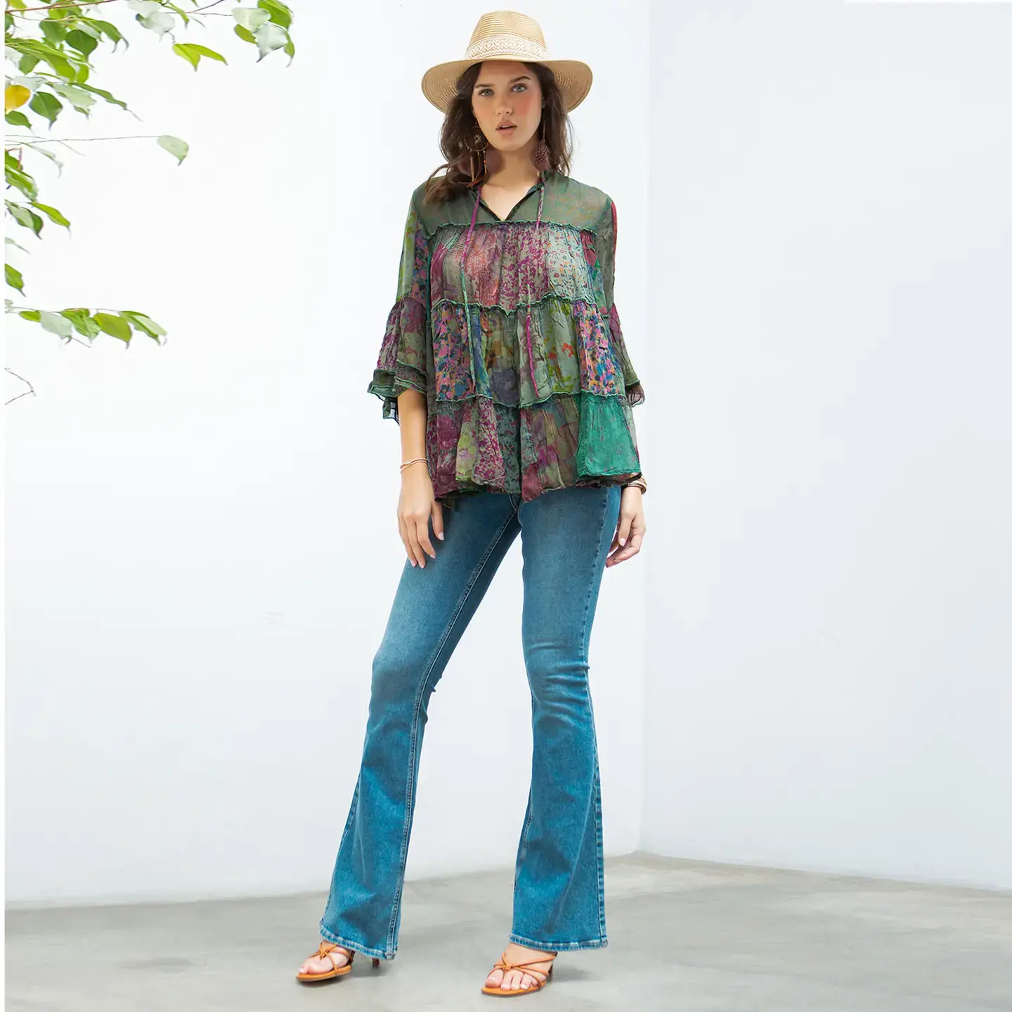 Chic Overdyed Band Collar Jhabla Top