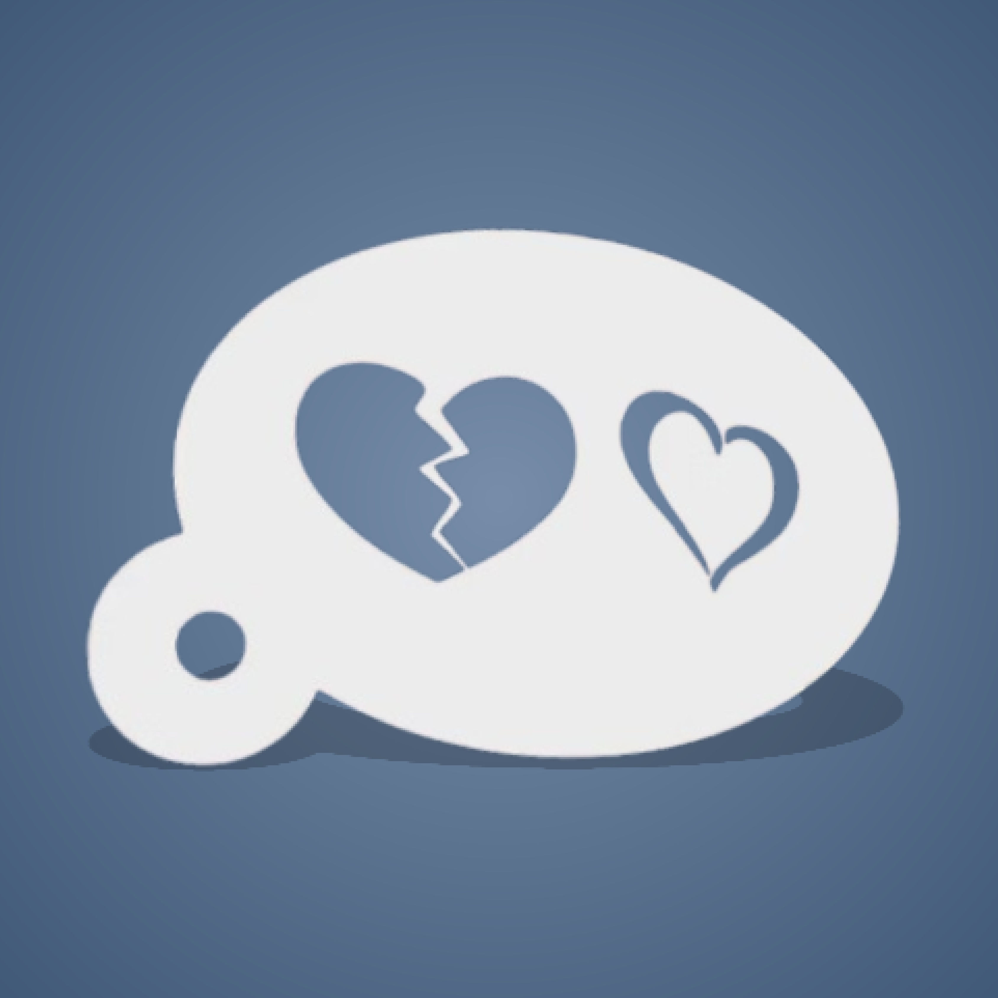 Pochoir plastique réutilisable d’un Cœur Brisé à gauche et d’un Cœur à droite