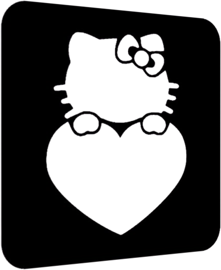 Pochoir tatouage d'Hello Kitty avec un cœur