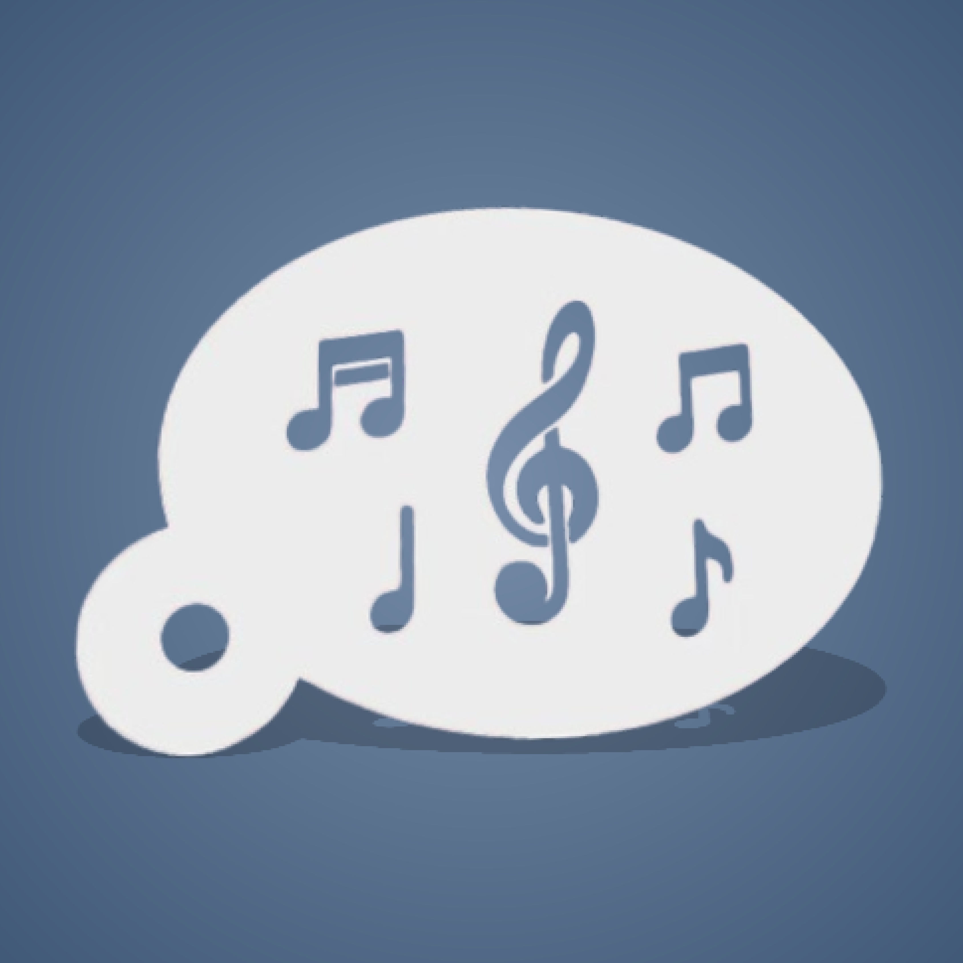 Pochoir plastique de la clef de sol et de notes de musiques sur le côté