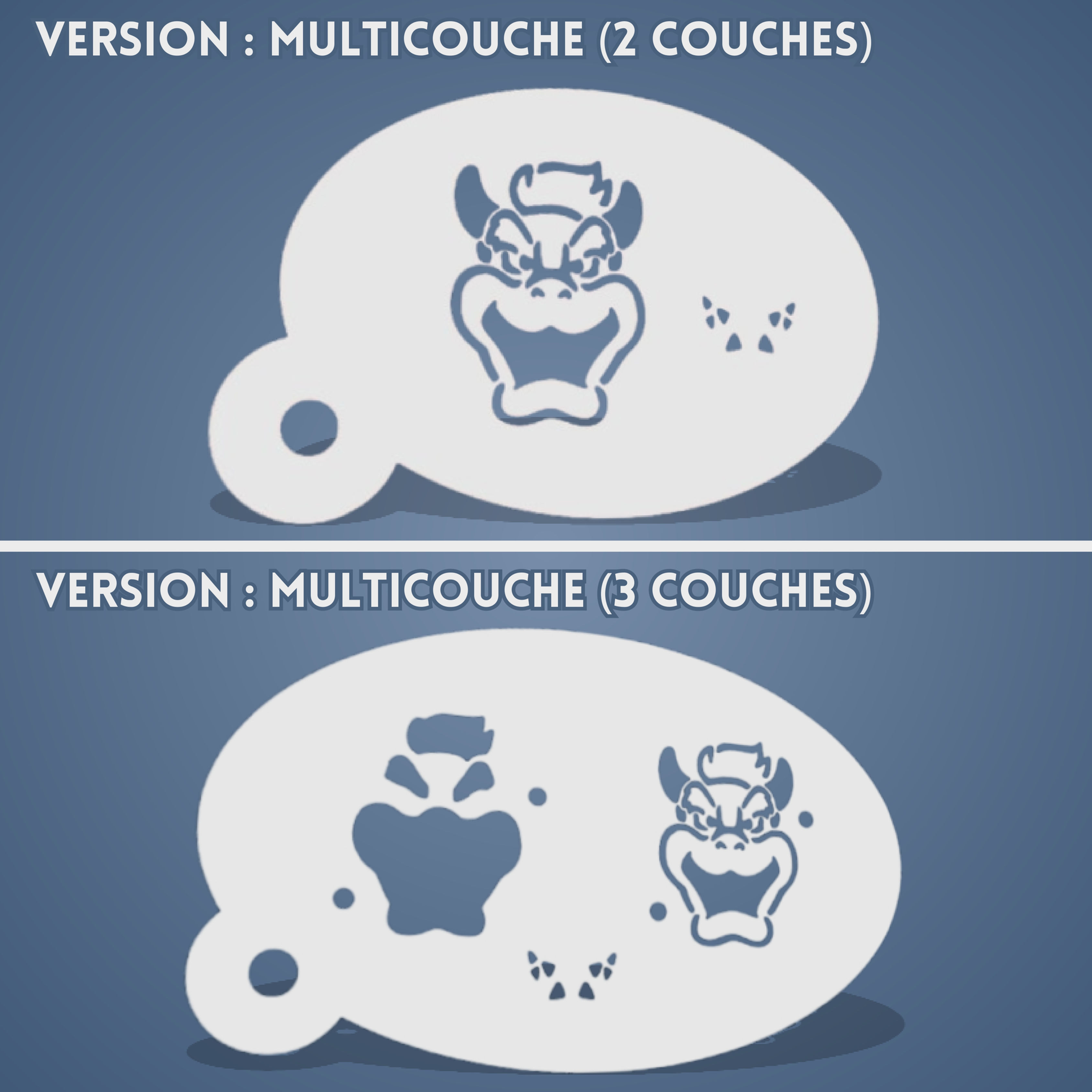 Pochoir plastique réutilisable de Bowser dans "Mario" (versions multicouches différentes)