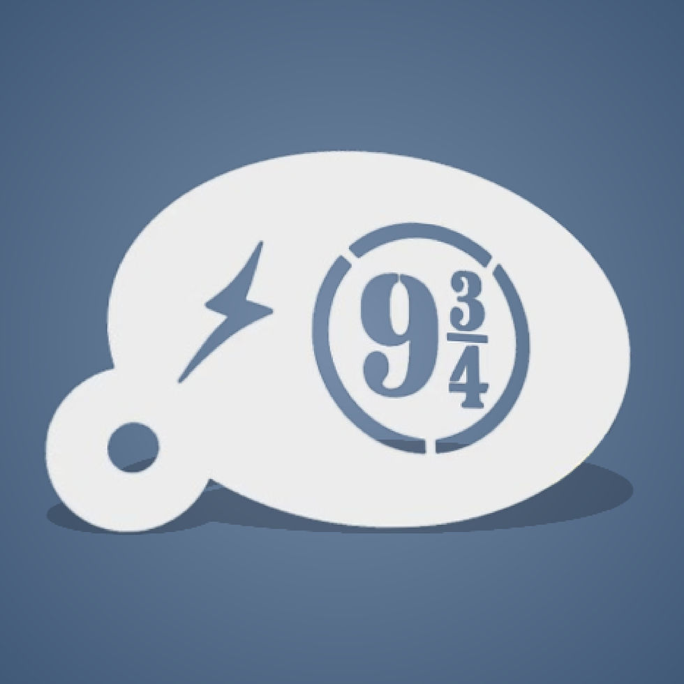 Pochoir plastique réutilisable du “9 3/4” d’Harry Potter et un éclair à gauche