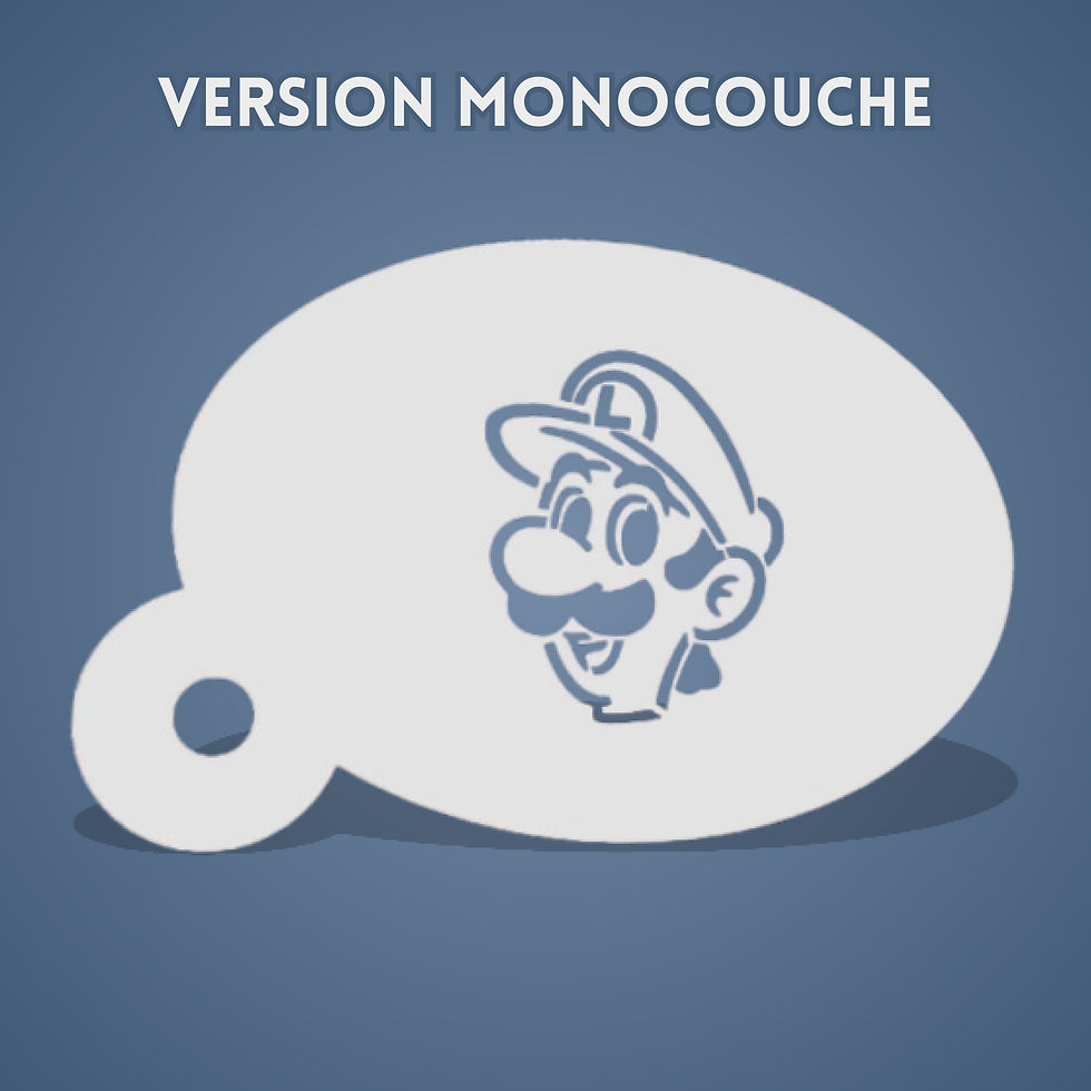 Miniature : Pochoir plastique réutilisable du visage de Luigi (version monocouche)