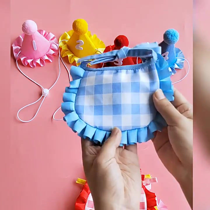 Thumbnail: Pet Birthday Hat and Bib Set with Numbers