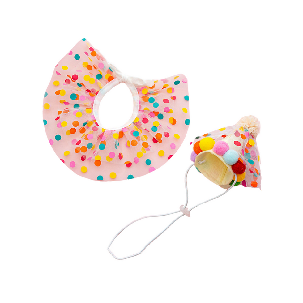 Pet Rainbow Polka Dot Birthday Bib Set