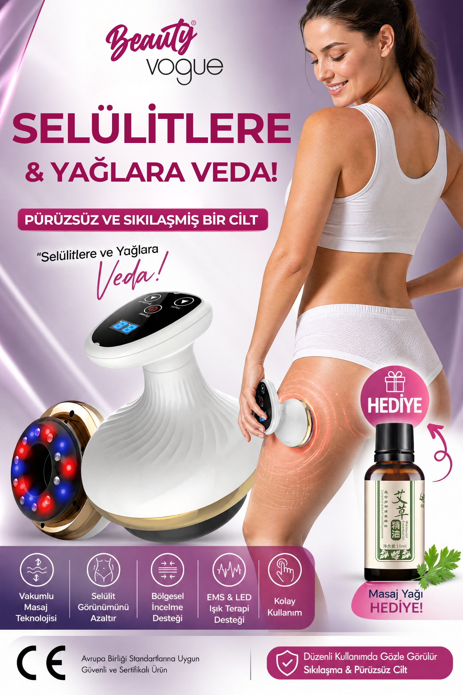 Beauty Vogue Liposhape Vakumlu Selülit Masaj Cihazı Isıtmalı Negatif Basınçlı Vü