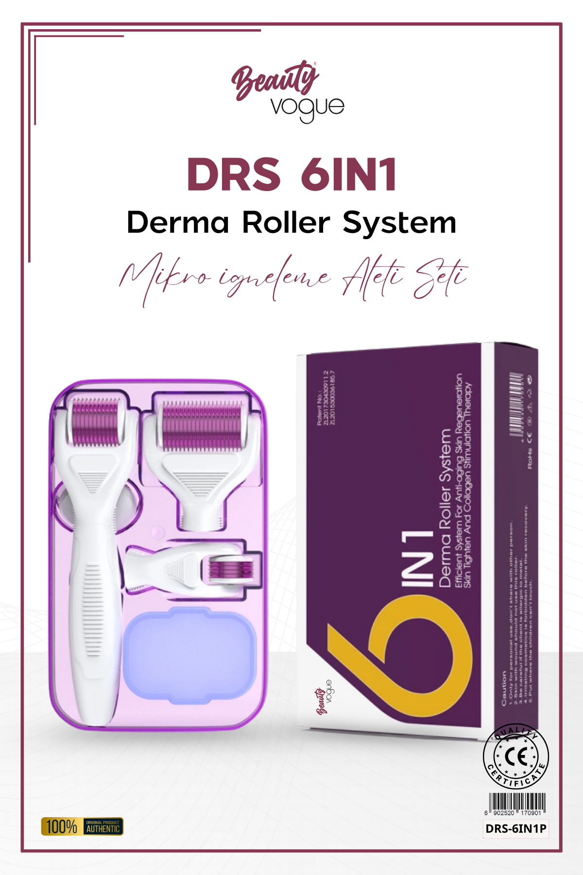 DRS 6in1 Dermaroller System - Purple