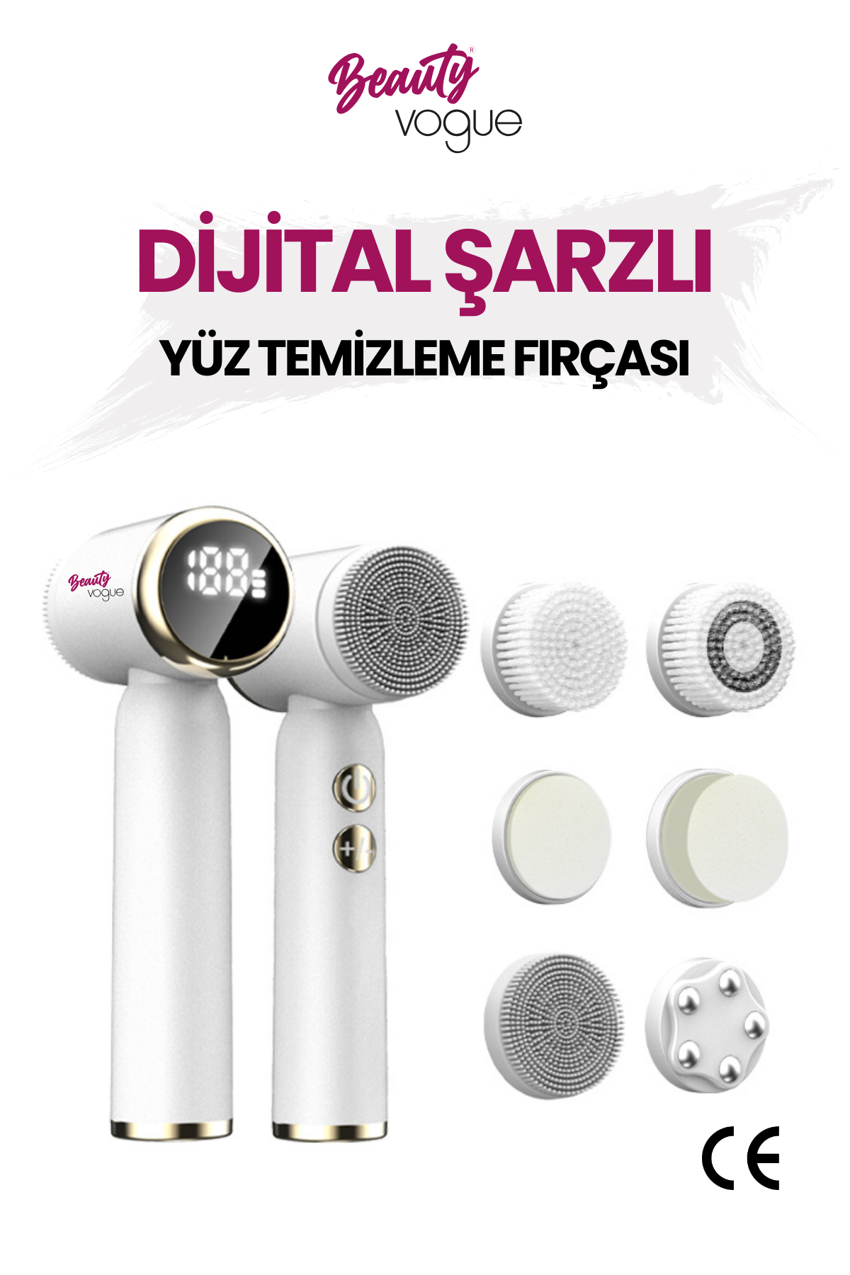 Beauty Vogue 6 Başlık 3 Aşamalı Led Şarjlı Ekranlı Peeling Yüz Masaj Cilt Bakım