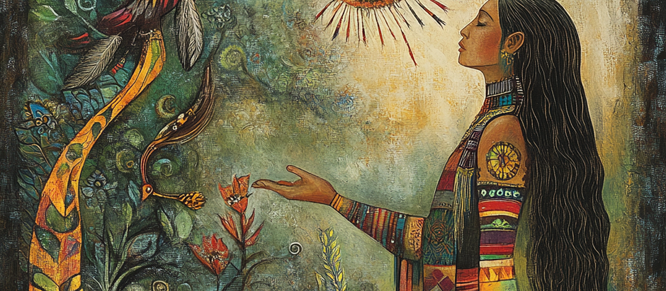 A shaman being called by spirits to her path as a healer.
