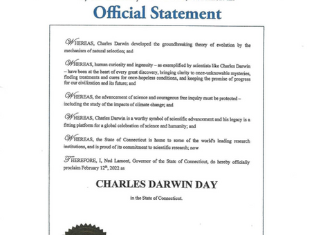 CT Governor Lamont Proclaims Darwin Day