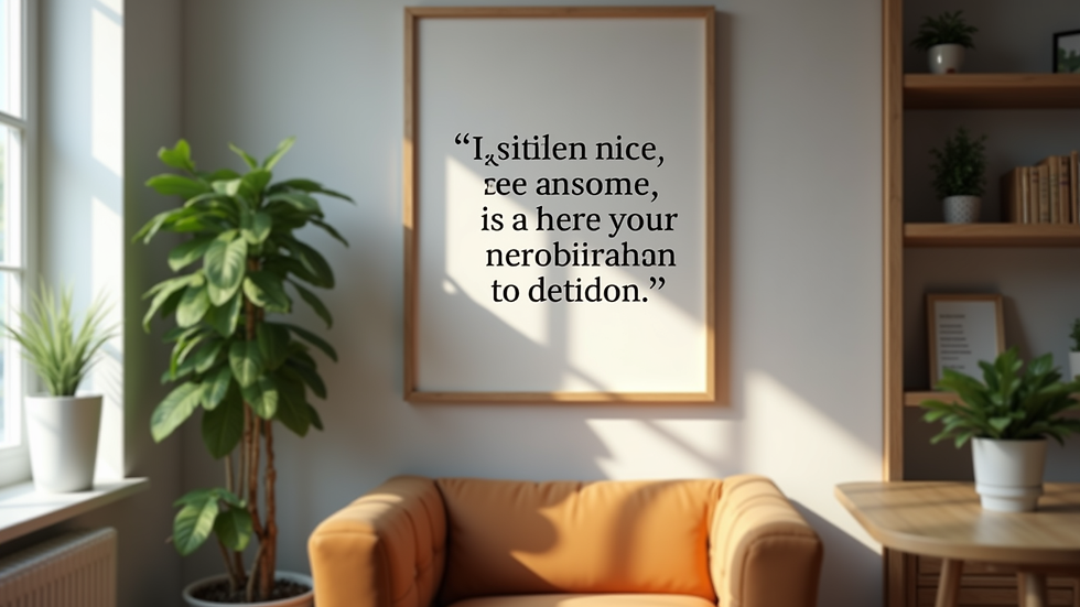 Close-up view of a motivational quote displayed in a cozy coaching space