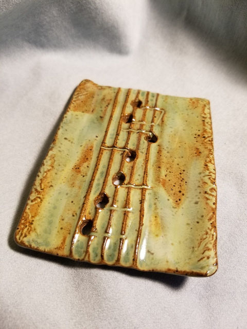 Ceramic soap dish, music-themed