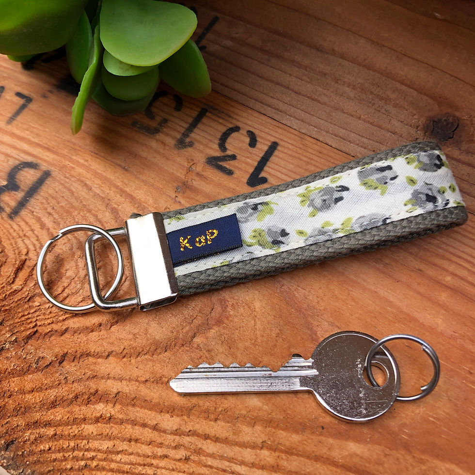 Miniature : porte-cle sangle militaire kaki et liberty gris - KaP Crea