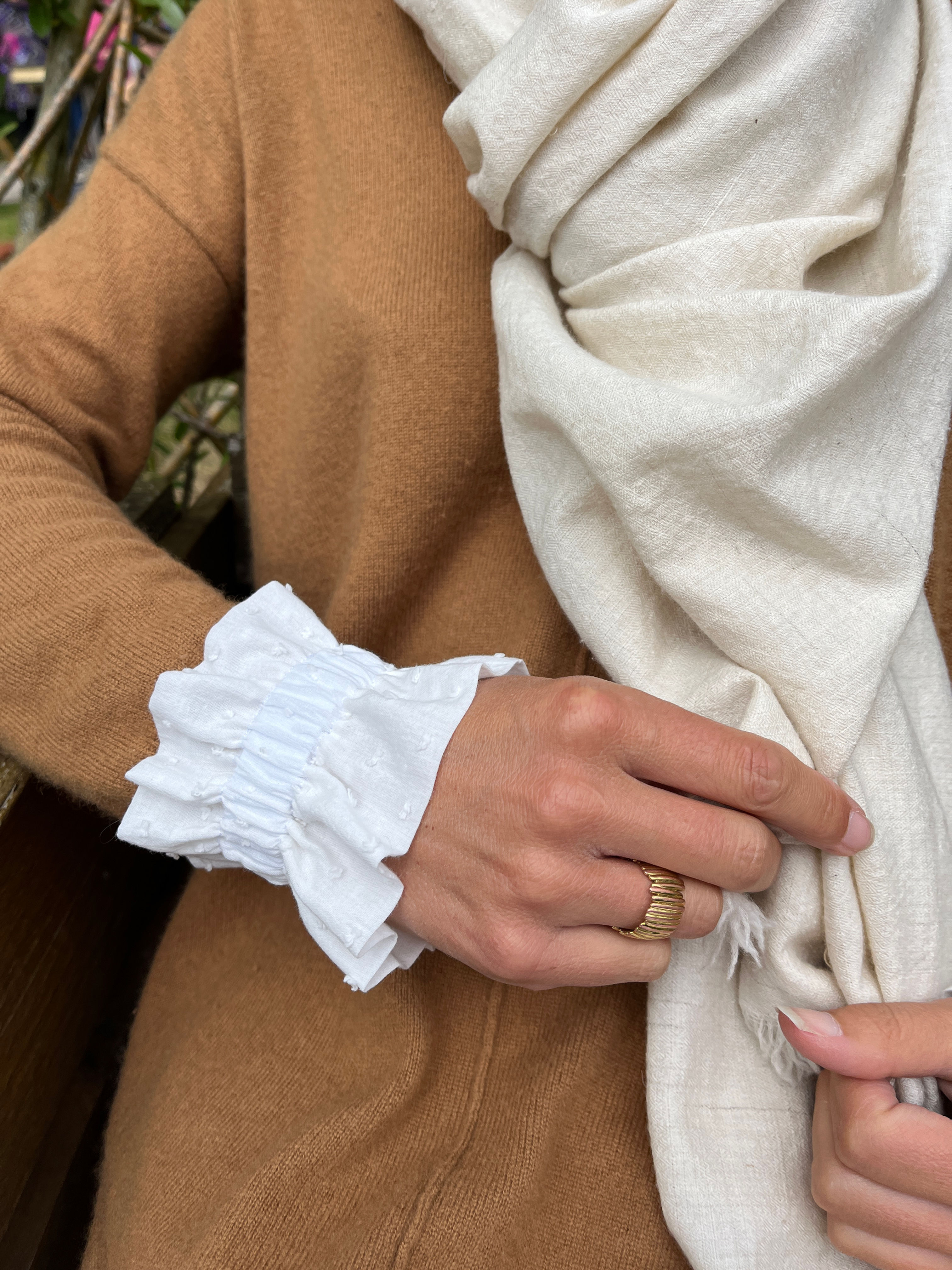manchettes amovibles plumetis crème KaP Crea Upcycling