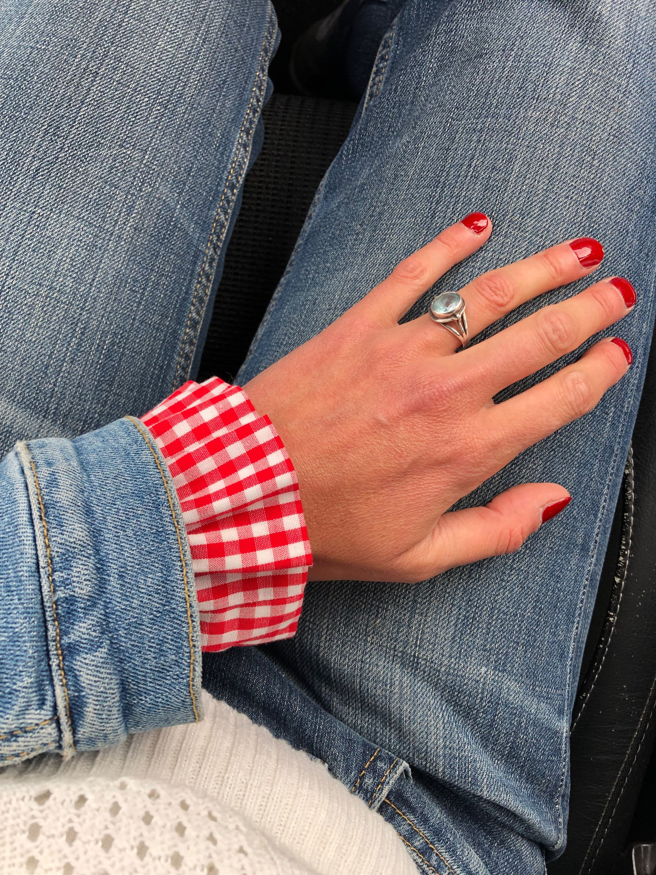 manchettes amovibles vichy rouge