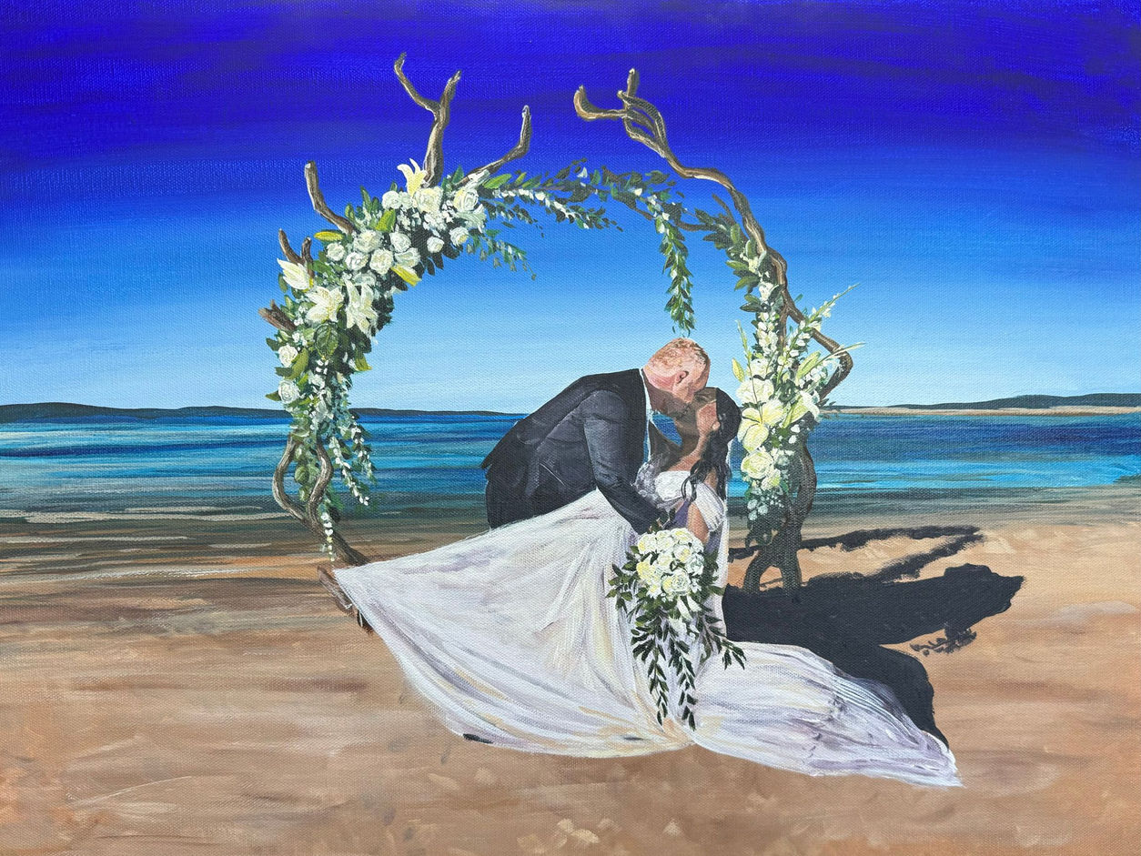 Live Wedding Painting Dip Kiss Megan McArthur Miss Megans Studio