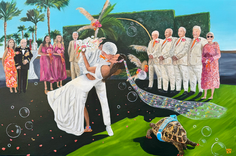 Live wedding painting beach resort california