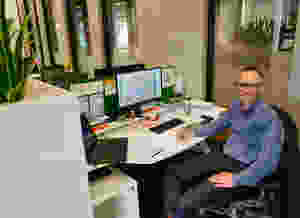 David Sweeney at his desk in the Soda coworking space