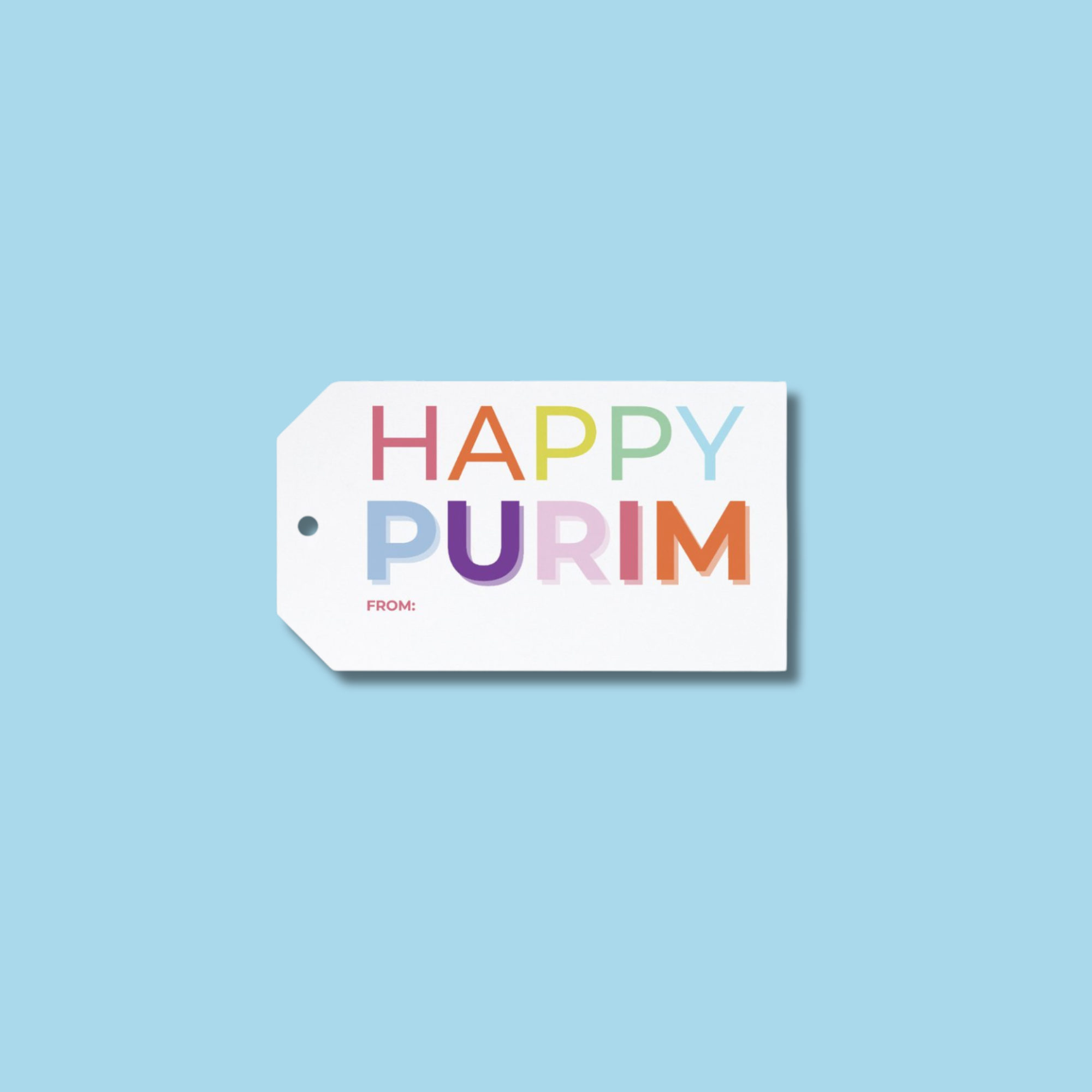 Happy Purim Mishloach Manot Tags Pack of 3 - Colorful Modern Gift Tags