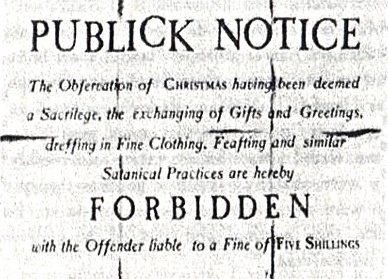 Ett anslag från 1659 som förkunnar förbud mot julfirandet.