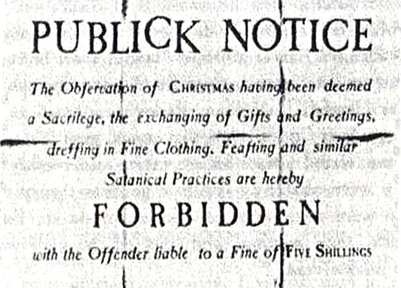 Ett anslag från 1659 som förkunnar förbud mot julfirandet.
