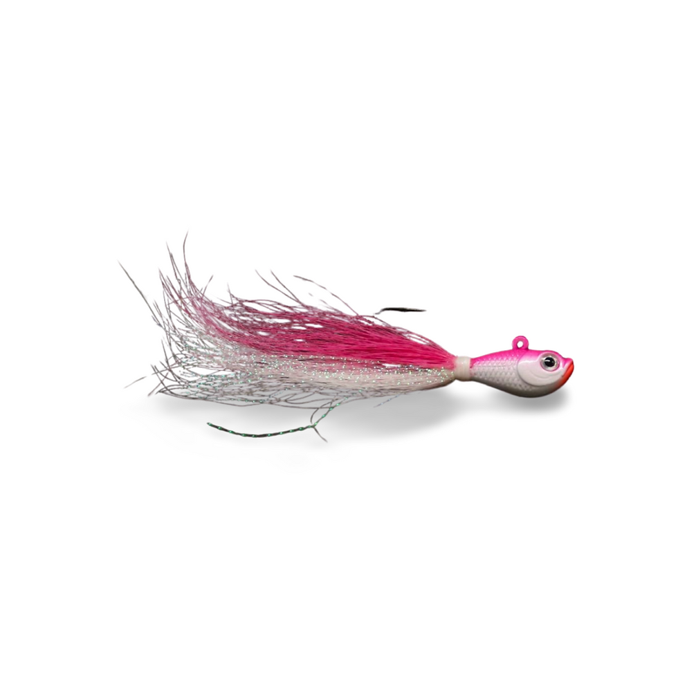 Thumbnail: BLU bucktail Jigs: White Pink