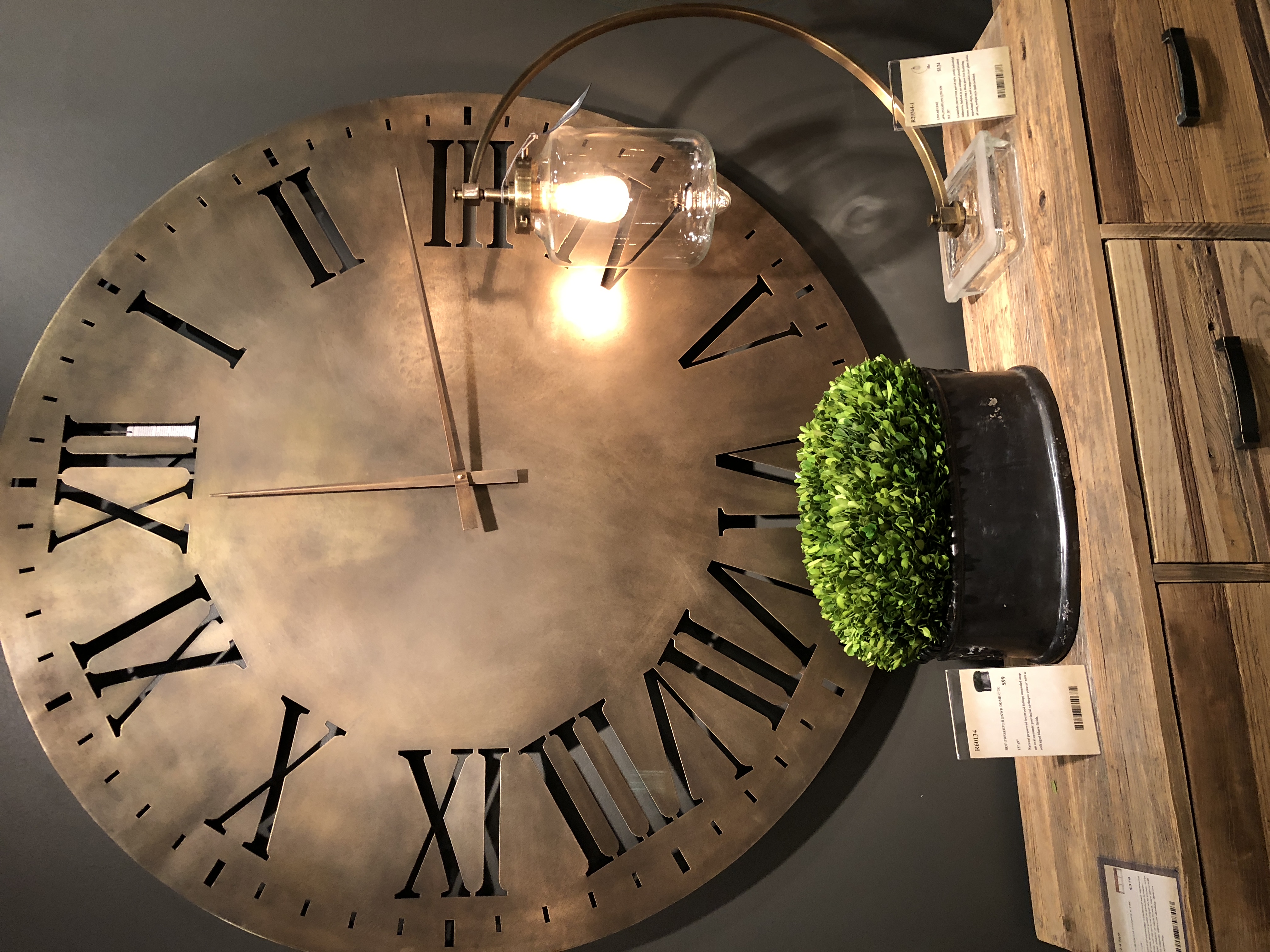 oversized clock in brass tones