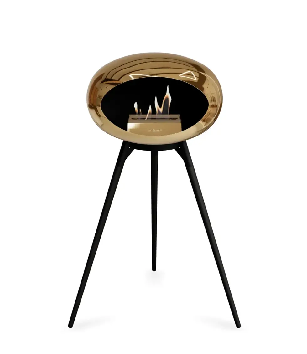 Le Feu Chromed Rose Gold Ground Wood High Bioethanol Fire