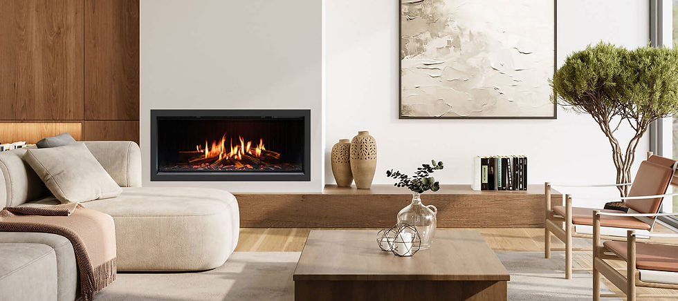Inset electric fire in a luxury lounge
