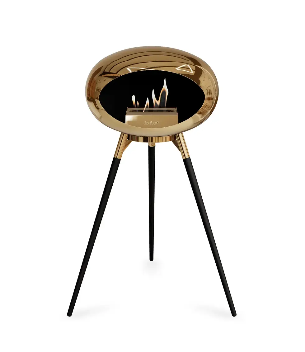 Thumbnail: Le Feu Chromed Rose Gold Ground Wood High | Bioethanol Fire