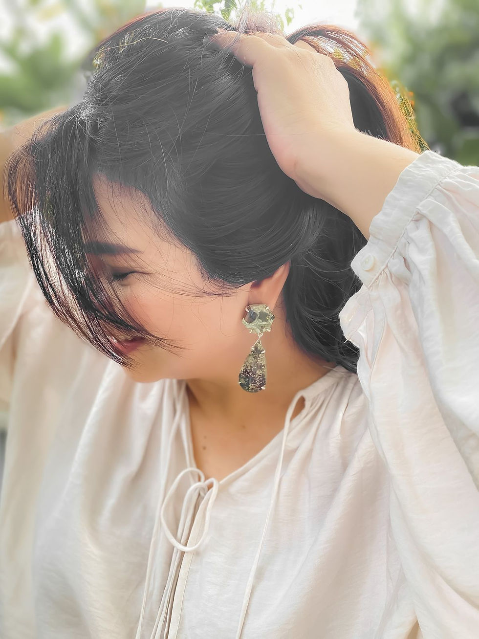 Thumbnail: Rainforest Rhyolite and Moss Agate Earring