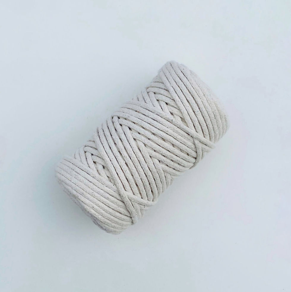 Cordão de algodão trançado 4mm (com alma) - 50 metros - Cru