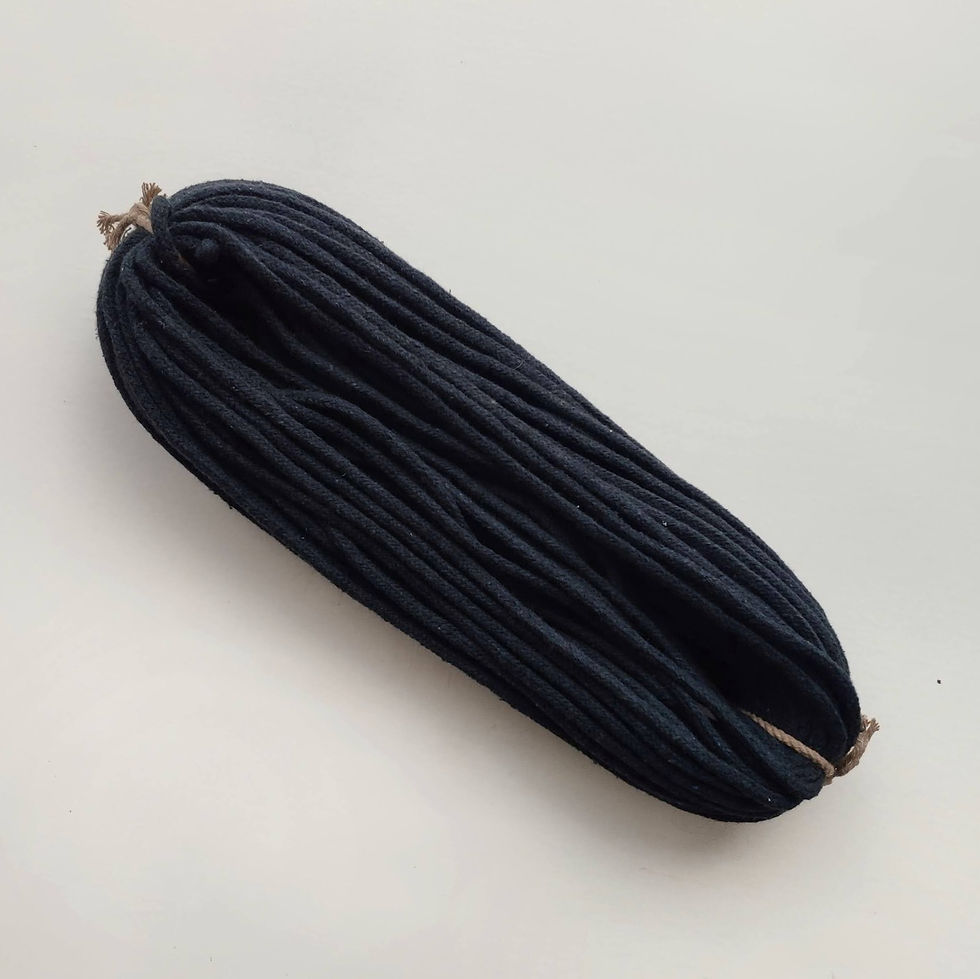 Cordão de algodão trançado 5mm (com alma) - 50 metros - Preto