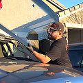 Windshield replcement in process