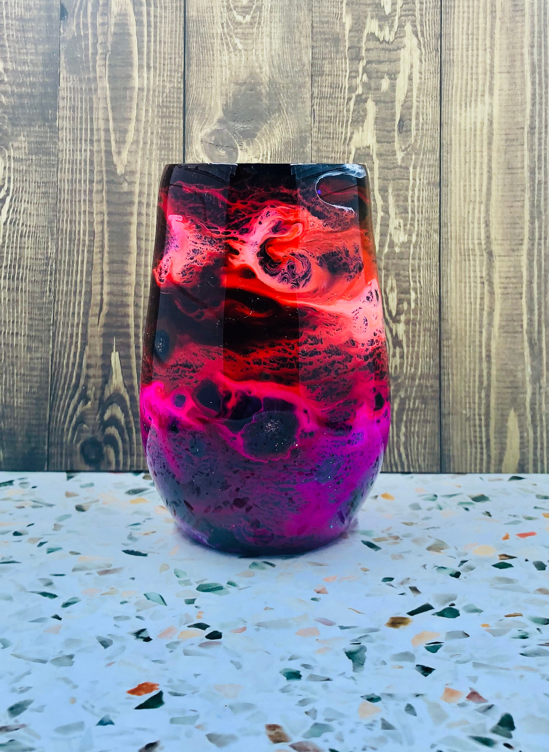 15oz Wine Tumbler - Swirled Alcohol Ink