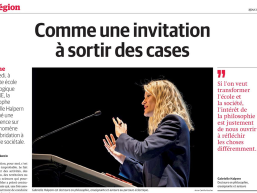 Journal du Jura: en Suisse, la philosophe de renommée internationale Gabrielle Halpern fait l'éloge de l'hybridation