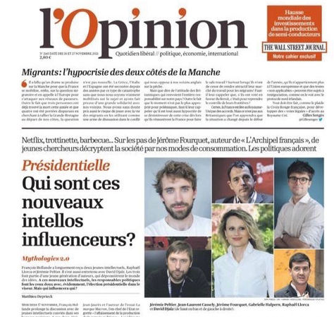 En Une de L'Opinion: Gabrielle Halpern parmi les intellectuels influenceurs
