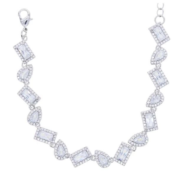 Geometric Tear Drop - Rectangle Bracket - Silver