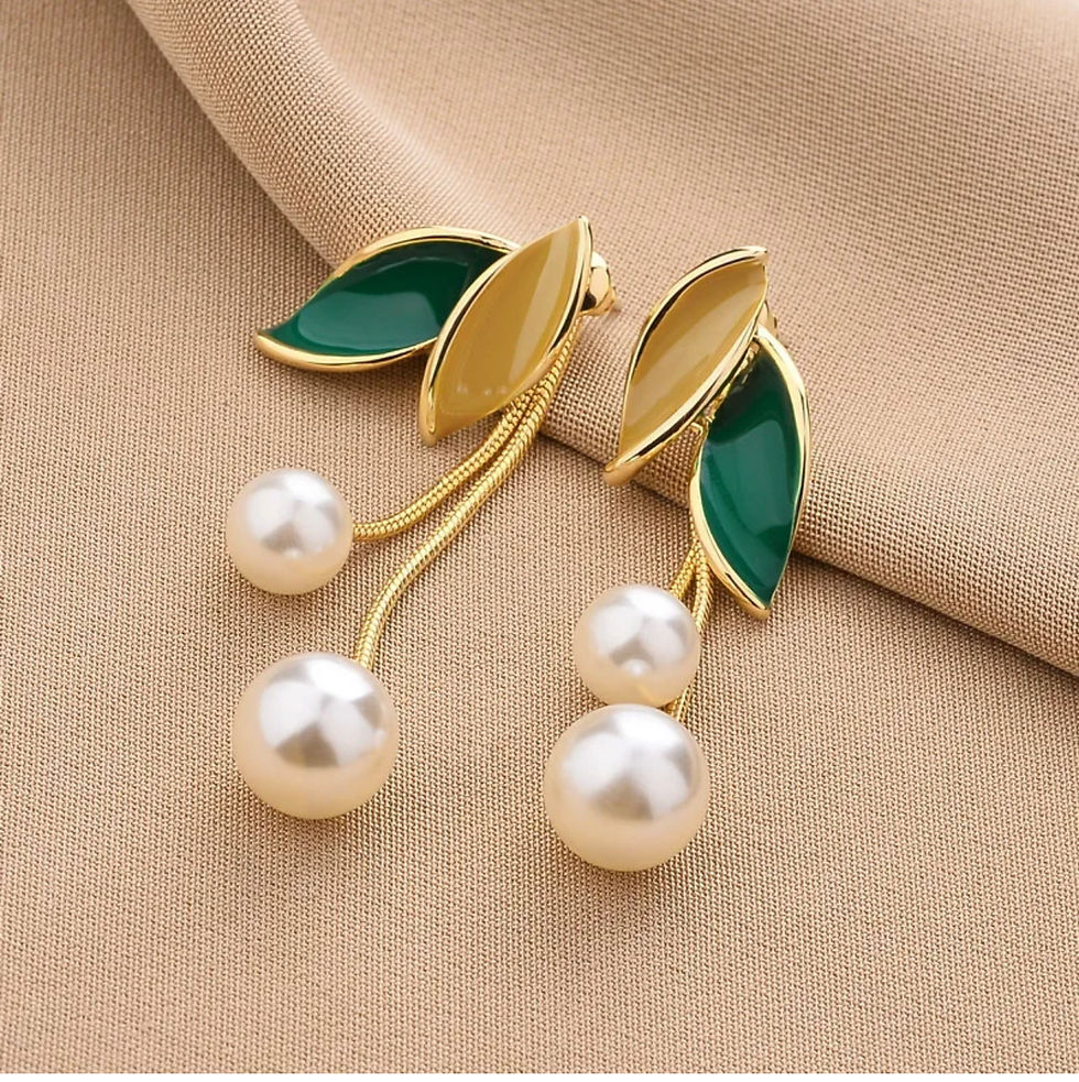 Vintage Pearl Leaf Earrings