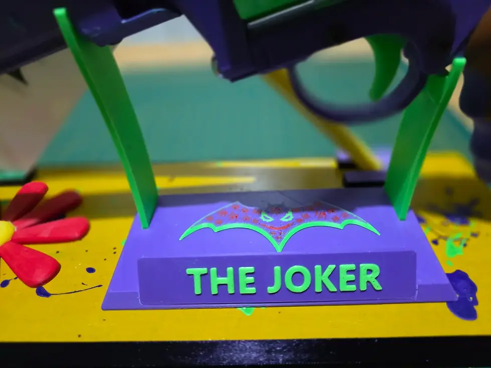 Thumbnail: 3D Printed Joker Revolver & Display Stand Batman Motif