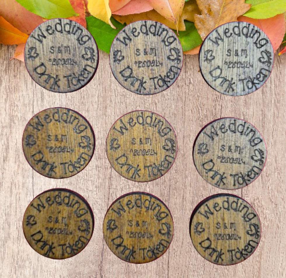 Thumbnail: Rustic wooden drink tokens for pubs, parties and festival events