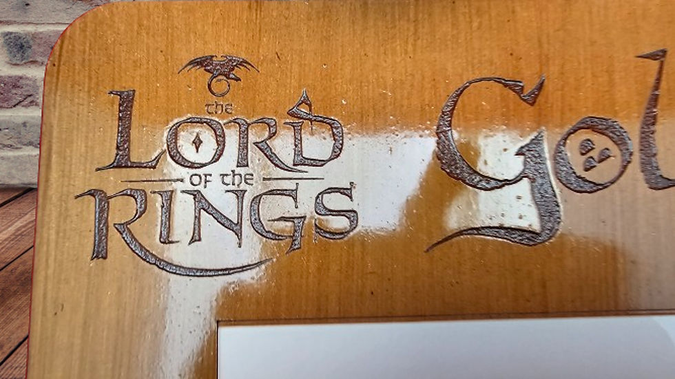 Thumbnail: Stained and laser engraved MDF backing on Gollum glass wall art