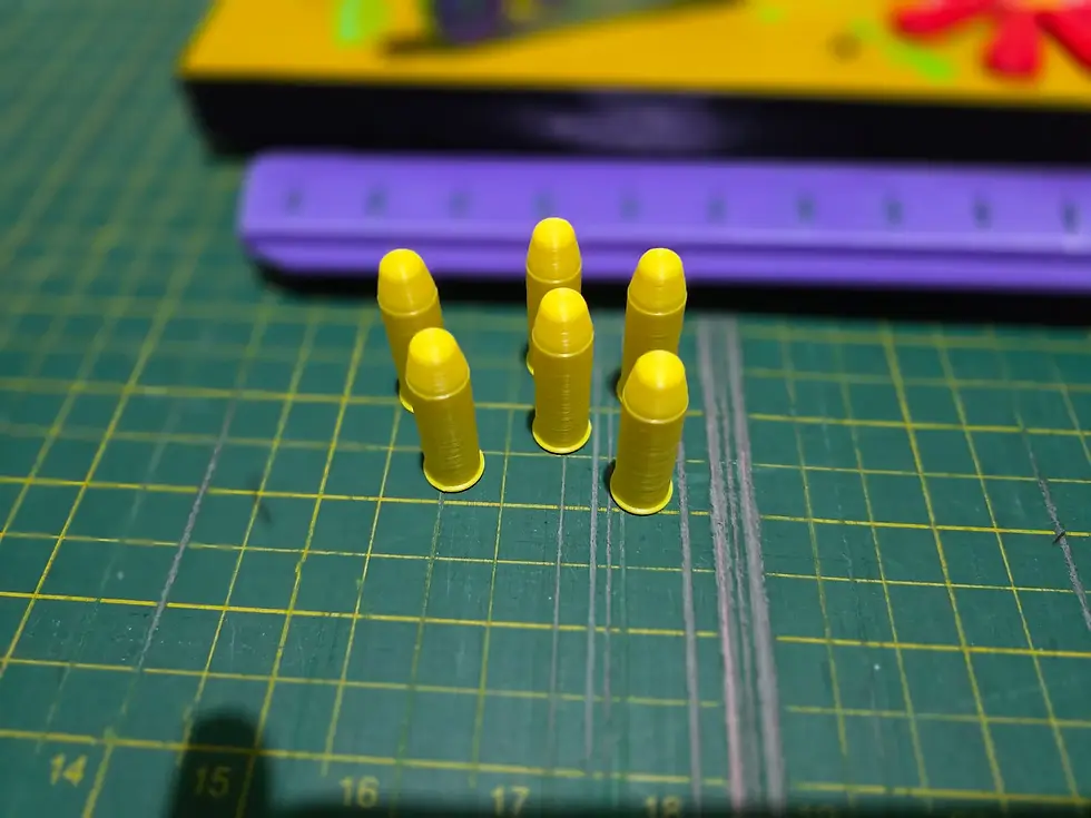 Thumbnail: 3D Printed Joker Revolver & Display Stand Yellow Bullets