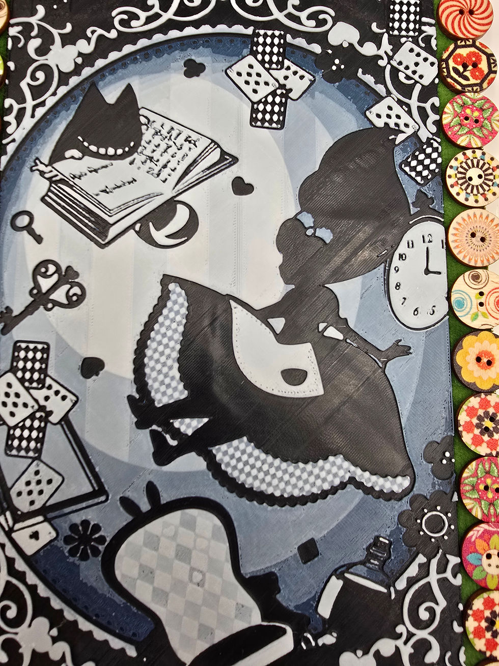 Thumbnail: Alice in Wonderland HueForge picture of Alice falling down the rabbit hole