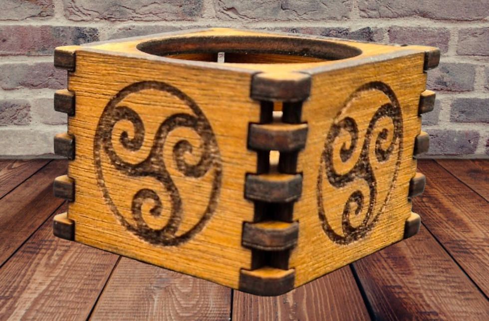 Thumbnail: Handmade Celtic wooden tea light holders with engraved knotwork design